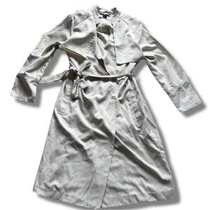 H&M Women’s Beige Trench Coat Long Belted Drape Front Jacket, Lightweight Layer